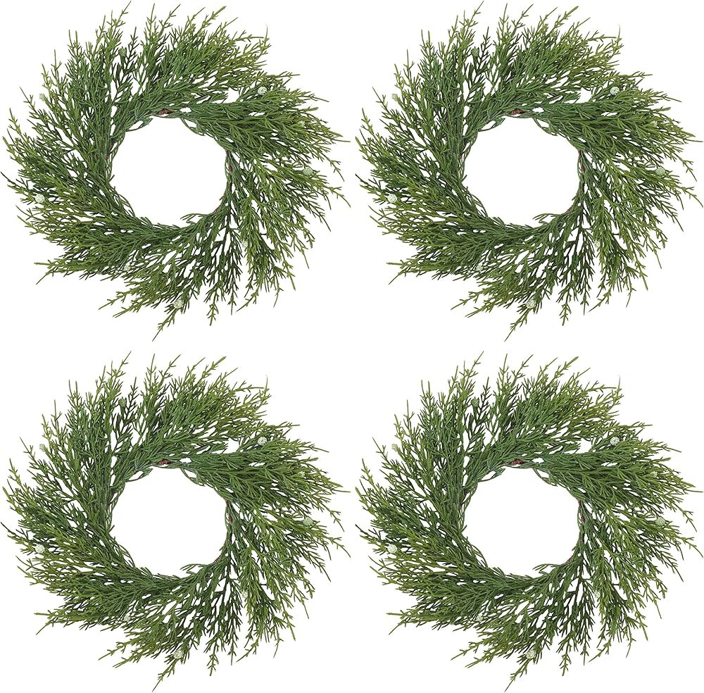SARO LIFESTYLE Artificial Cypress Wreath - Set of 4, 9.5" x 9.5", Green | Amazon (US)