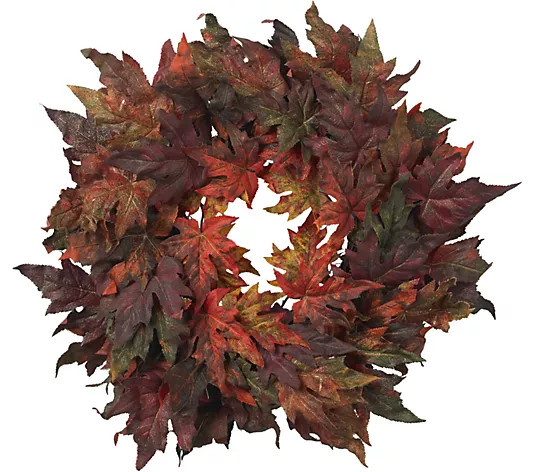 30" Maple Leaf Wreath by Nearly Natural - QVC.com | QVC