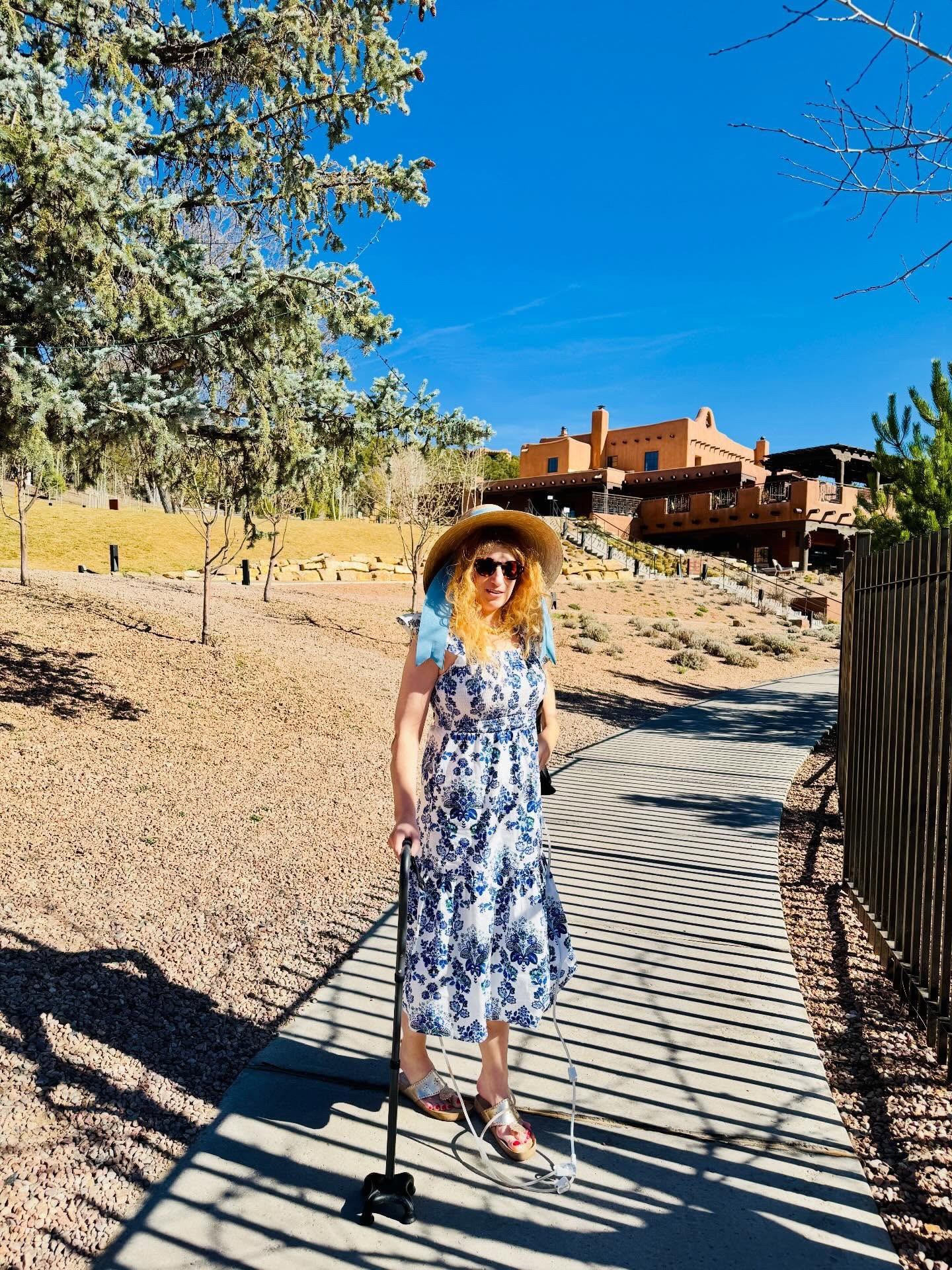 Truly love my time in New Mexico stay at @bishopslodgeauberge !! This place is truly stunning!! I love this look and it’s so very me!!! Feels like I have lived a whole life since our vacation!!! I thank God daily for my life!!! Blue and white is always my go to!!
.
.
John 16:33

“In the world you will have tribulation. But take heart; I have overcome the world.”
.
.
Shop my look on @shop.ltk and @shopmy bellevueblue
.
.
Sun hat .. travel .. disabled travel .. blue and white .. beauty .. makeup .. jewelry .. sunglasses.. dress .. fashion .. curly hair .. luxury travel.. luxury resort .. chronic illness.. New Mexico. .. skincare .. modest fashion … travel lover

#LTKPlusSize #LTKootd #LTKTravel