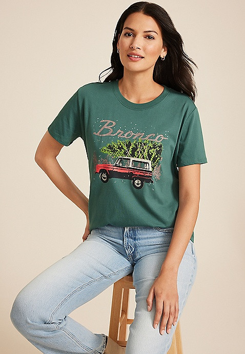 Bronco Holiday Truck Oversized Fit Graphic Tee | Maurices