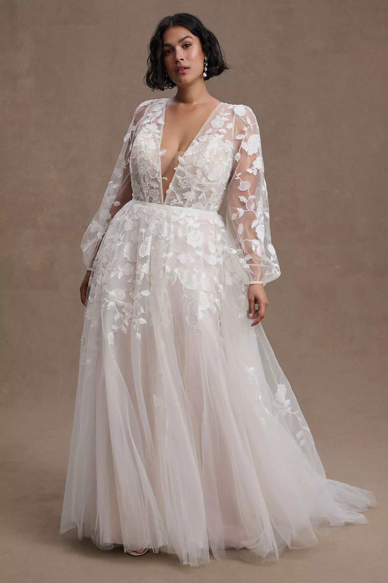 Willowby by Watters Olena Long-Sleeve Lace Wedding Gown | Anthropologie (US)