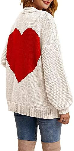 Tutorutor Womens Oversized Love Heart Pattern Print Open Front Cardigan Sweaters Casual Boho Vale... | Amazon (US)