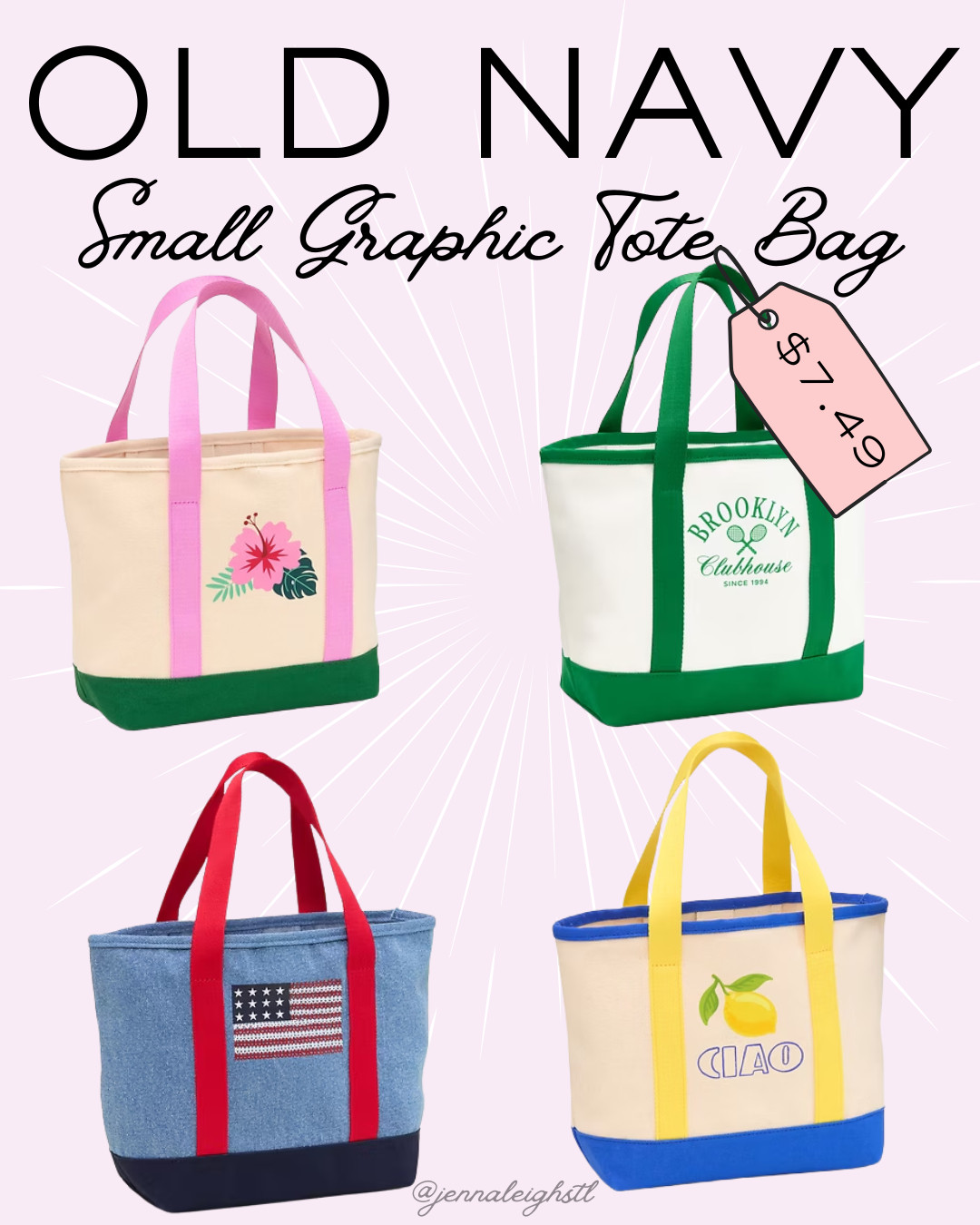 How cute are these small graphic tote bags from Old Navy? They are 50% off right now, making them only $7.49. Such a fun and affordable grab for everyday use, and they also make great gift bags for Mother’s Day or teacher gifts. 

 #LTKMothersDay #LTKSaleAlert #LTKMidsize