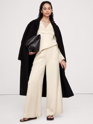 Pull-On Wide Leg Satin Pant | Banana Republic (US)