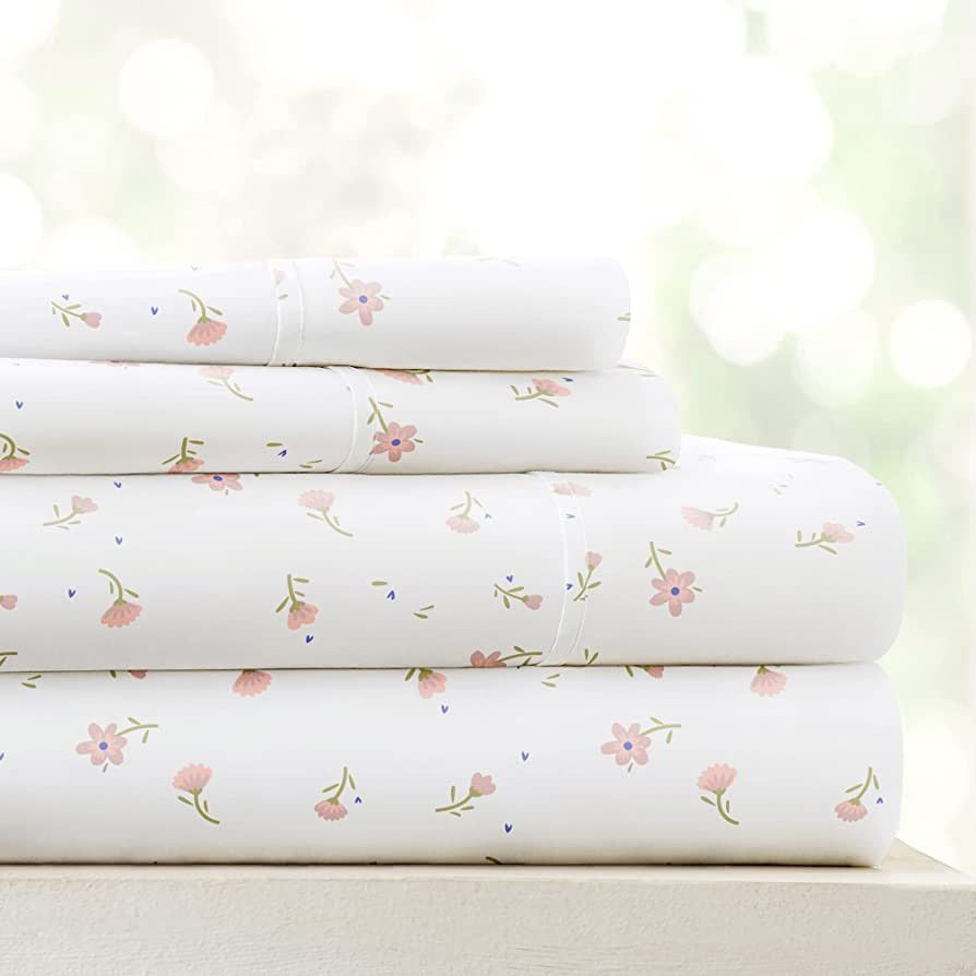Hotel Collection Ieh-4 Piece-SFL-Q-PI Home Collection Floral 4 Sheet Set, Queen, Pink | Amazon (US)