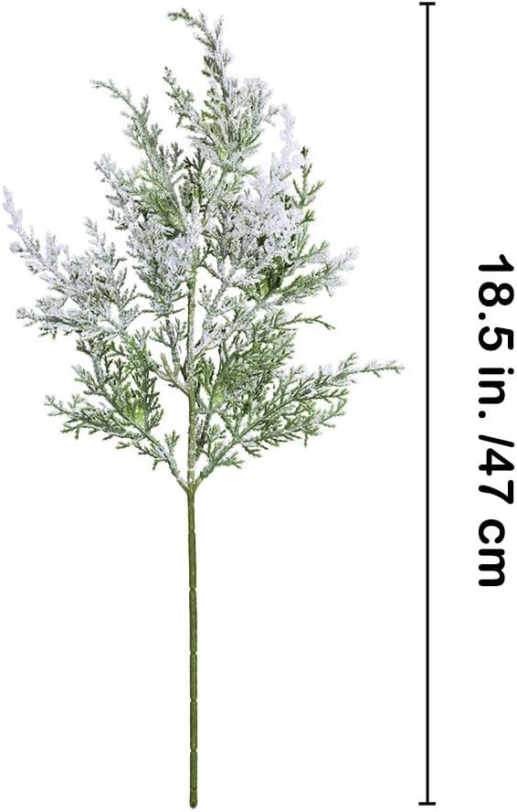 Amazon.com: 6 Pack Snowy Artificial Cedar Picks Stems Frosted Faux Cedar Spray Christmas Cedar Gr... | Amazon (US)