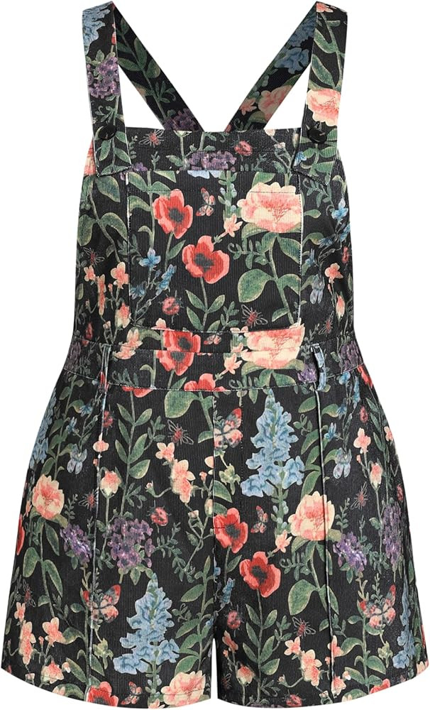 CIDER Rompers For Women Floral Corduroy Romper Curve Plus Size Square Neck Button Short Casual Ro... | Amazon (US)