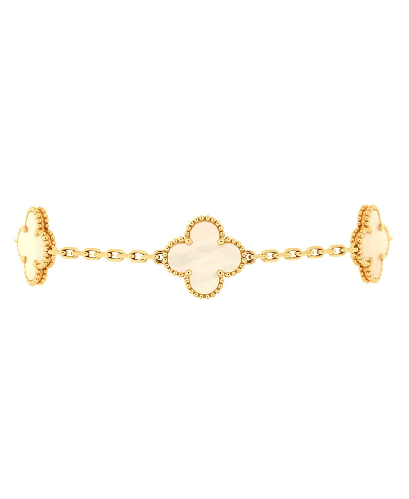 Pre-Owned Van Cleef & Arpels Vintage Alhambra 5 Motifs Bracelet 18K Gold and Mother of Pearl | Bloomingdale's (US)