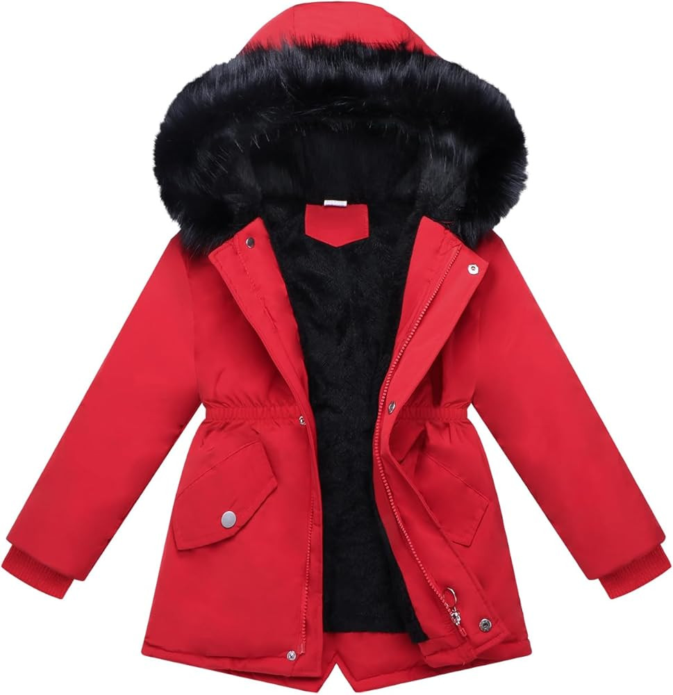 Girl Winter Coats Heavyweight Hooded Puffer Jacket Kid Parka Fleece Snow Outwear | Amazon (US)