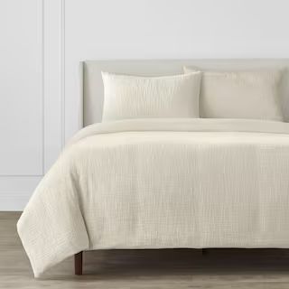Home Decorators Collection Quinn 3-Piece Ivory Cream Woven Textured Cotton Full/Queen Duvet Cover... | The Home Depot