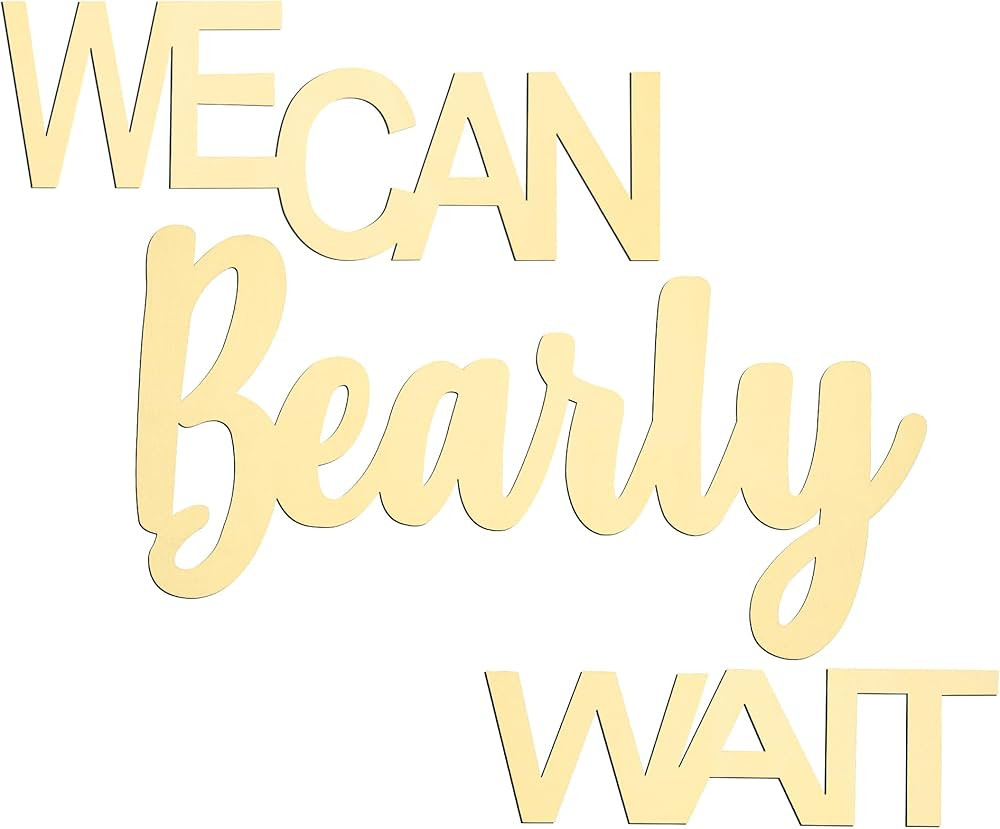 We Can Bearly Wait Sign - Adorable Teddy Bear Baby Shower Decoration Wooden Backdrop for Gender Reveal Party (Girl Boy Baby) Theme Celebration | Amazon (US)
