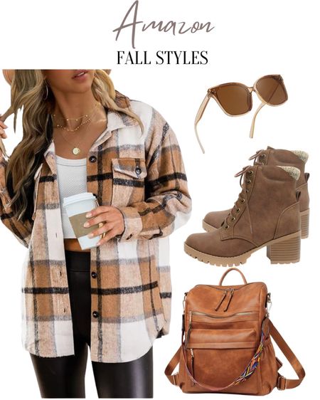 Amazon Fall outfit idea, matte faux leather leggings, casual plaid long sleeve shirt, beige fall ankle boots. Neutral, backpack purse, Amazon deals, Amazon outfit, Amazon Fall outfit, Amazon finds

#LTKstyletip #LTKSeasonal #LTKfindsunder50