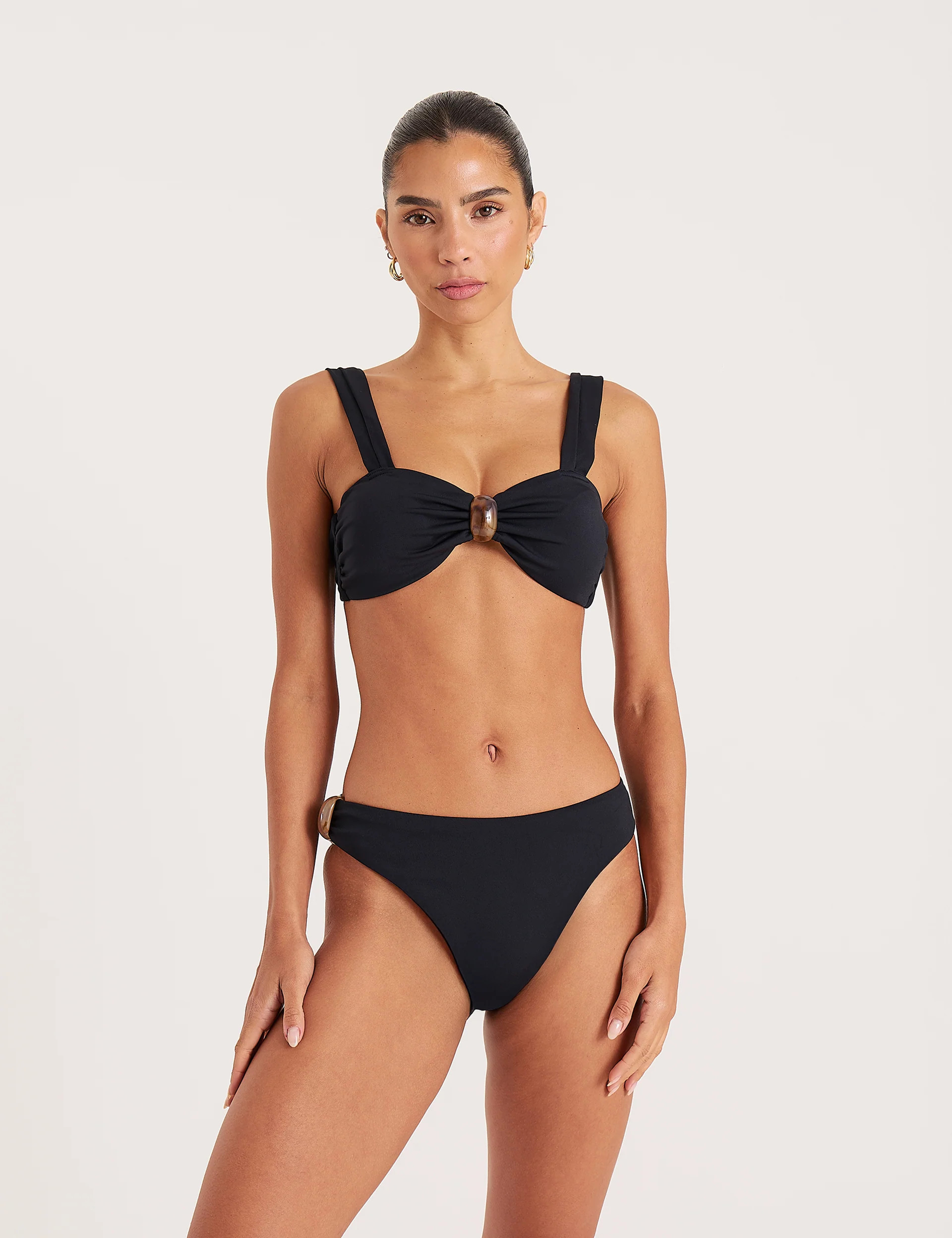 Women's Black Tortoiseshell Detail Tie Back Bikini Top | Vera | 4th & Reckless | 4th & Reckless