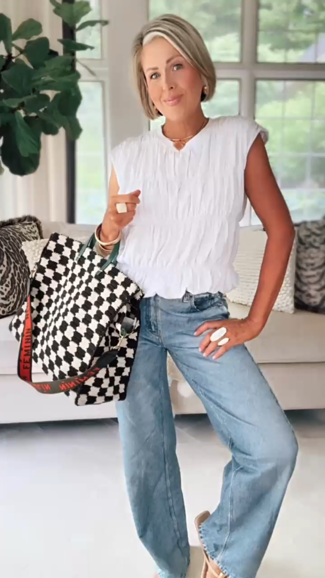 Wearing S in tops and pants 
5’5/130 

#LTKOver40 #LTKSummerEdit #LTKFindsUnder50