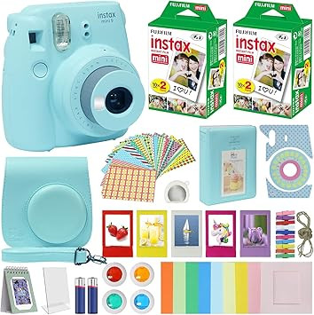 Fuji Instax Mini 9 Instant Camera ICE Blue w/Case + Fuji Instax Film Value Pack (40 Sheets) for F... | Amazon (US)