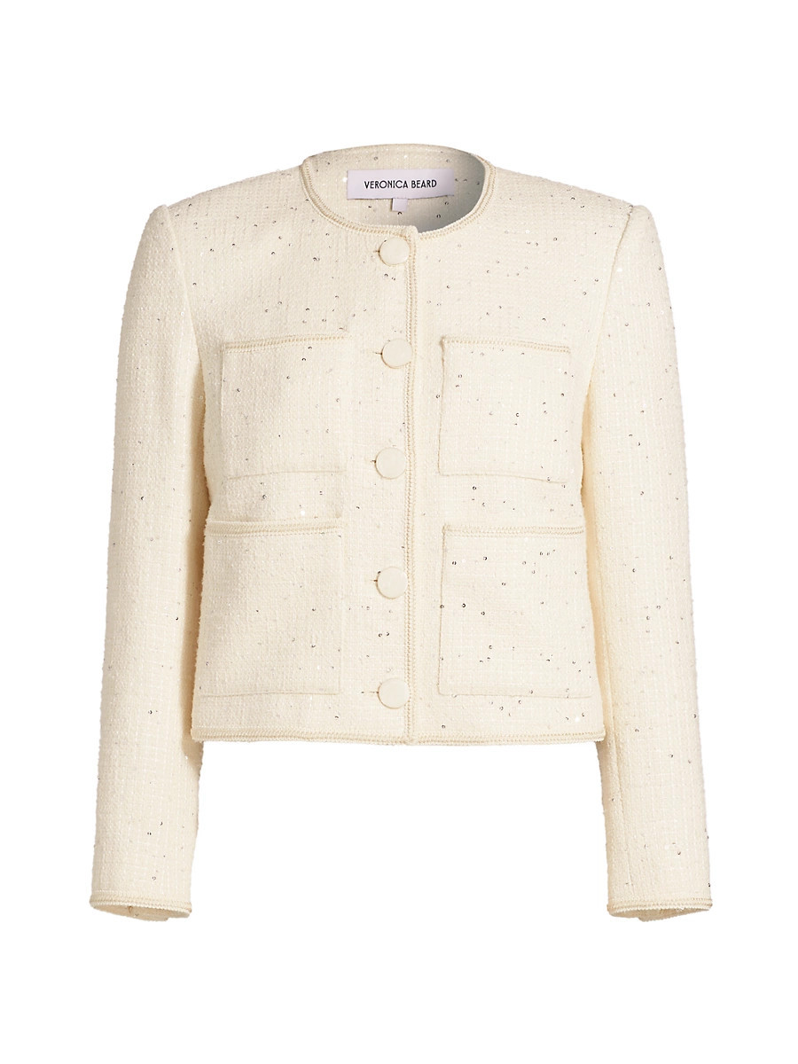 Women's Darla Tweed Jacket - Off White With Tonal Trim - Size 0 | Saks Fifth Avenue