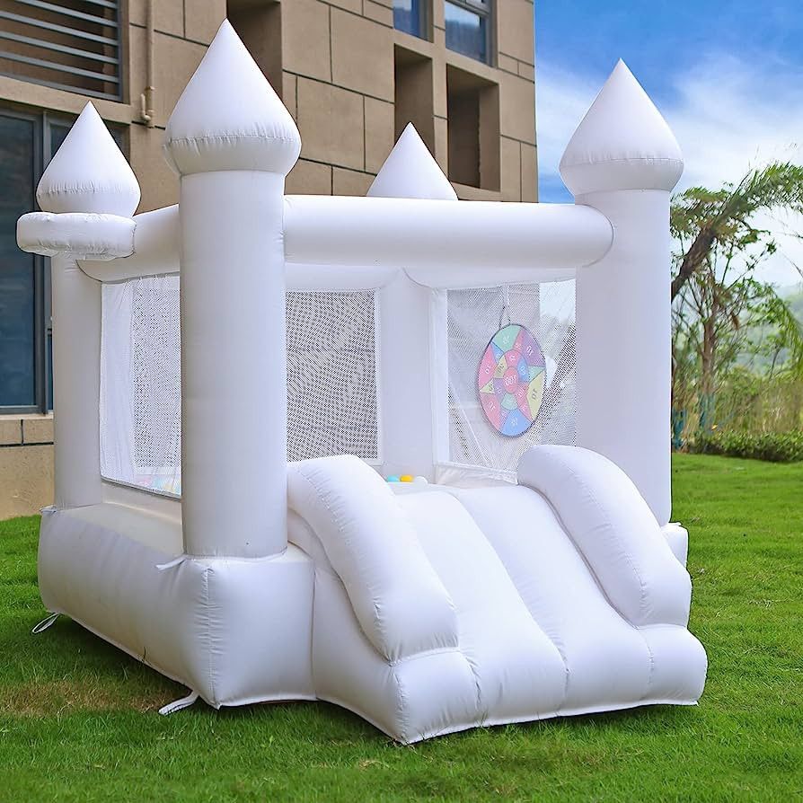 White Bounce House with Blower,Family Backyard Bouncy Castle,Suitable for Yard,Events,Parties,Wed... | Amazon (US)