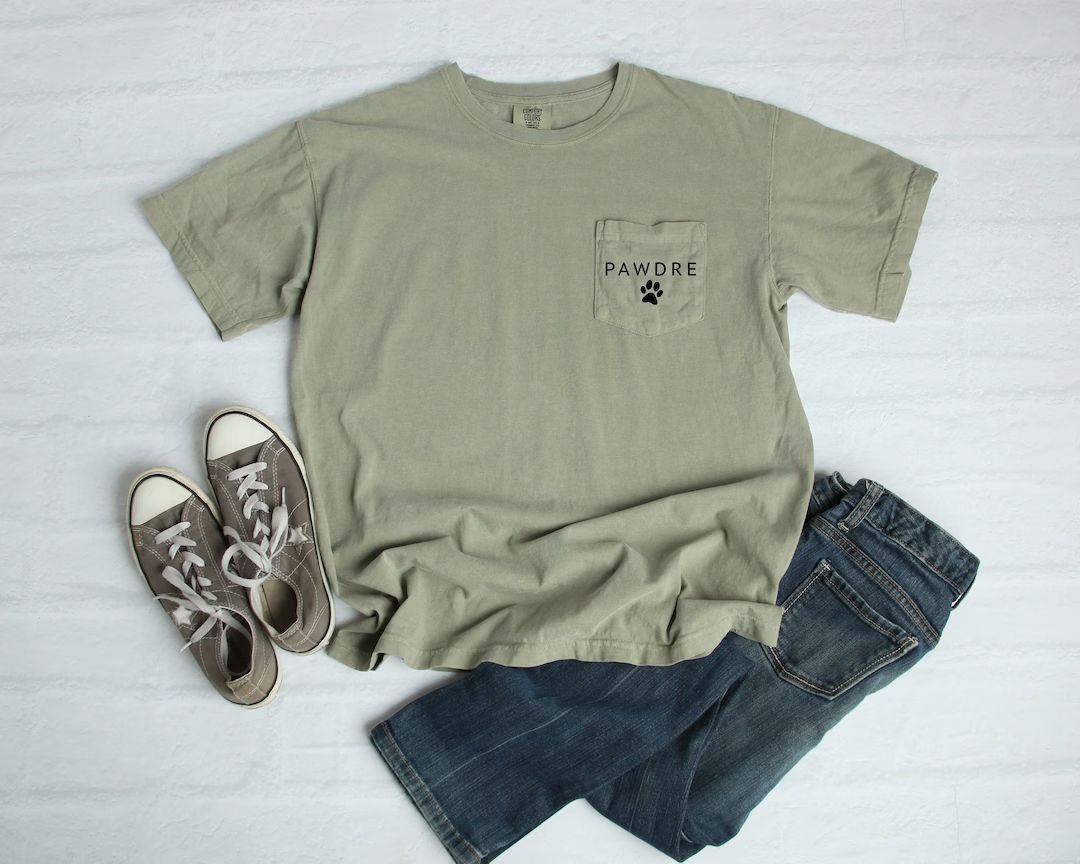 PAWDRE Pocket Shirt T-Shirt, Comfort Colors Garment Dyed Shirt, Gift For Dog Dad, Dog Dad, Dog Da... | Etsy (US)