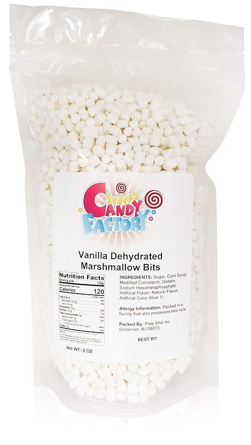 Sarah's Candy Factory Vanilla Mini Dehydrated Marshmallow Bits in Resealable Bag, 8 Oz | Amazon (US)