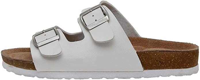 Amazon.com | Women's Cushionaire Lane Cork footbed Sandal with +Comfort, White,7.5 | Slides | Amazon (US)
