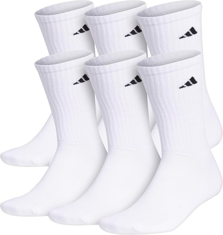 adidas Men's Athletic Cushioned Crew Socks with arch compression for a secure fit (6-Pair) | Amazon (US)