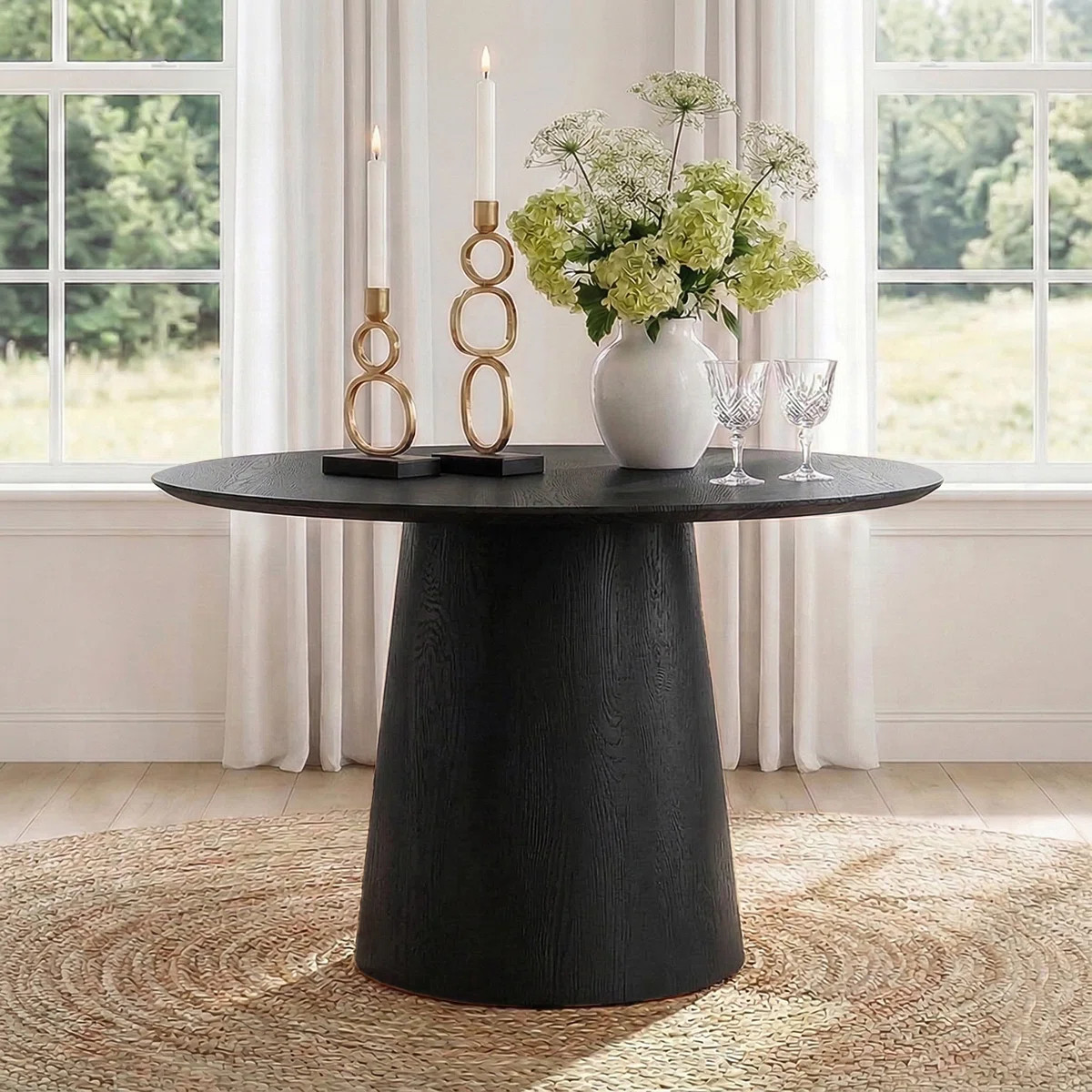 Lanieya 42" Solid Oak Round Pedestal Dining Table | Wayfair North America
