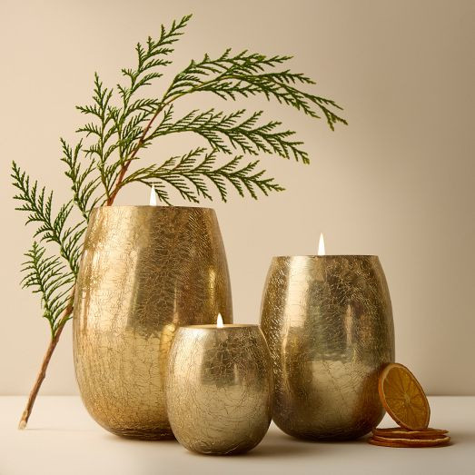 Gold Crackle Mercury Candles - Winter White | West Elm (US)