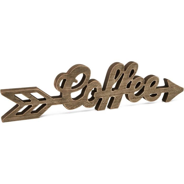 Wooden Coffee Sign, Arrow Wall Hanging (15.5 x 3.7 x 0.6 Inches) | Target
