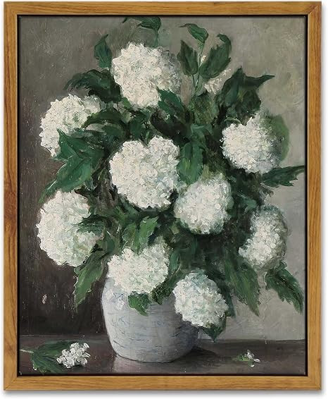 InSimSea Framed Canvas Prints Art Vintage Decor, Classical Painting Still Life with Hydrangeas in... | Amazon (US)