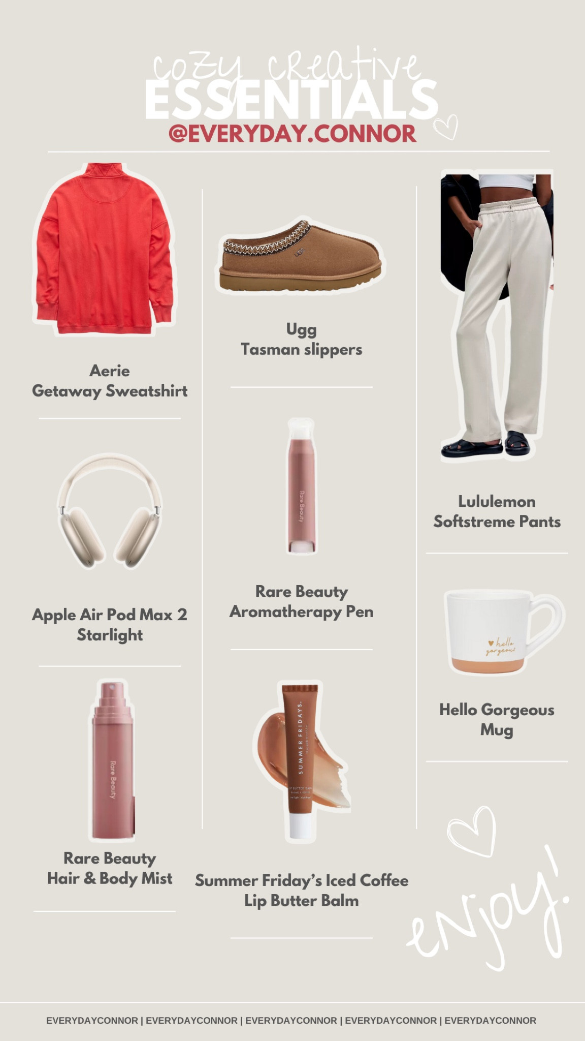 Favorite fall cozy work from home essentials - creator edition

Aerie, rare beauty, aromatherapy, Apple air pod max 2, lululemon sweatpants, bone sweatpants, neutral sweatpants, fragrance mist, Uggs, slippers

#LTKGiftGuide #LTKSeasonal #LTKHoliday