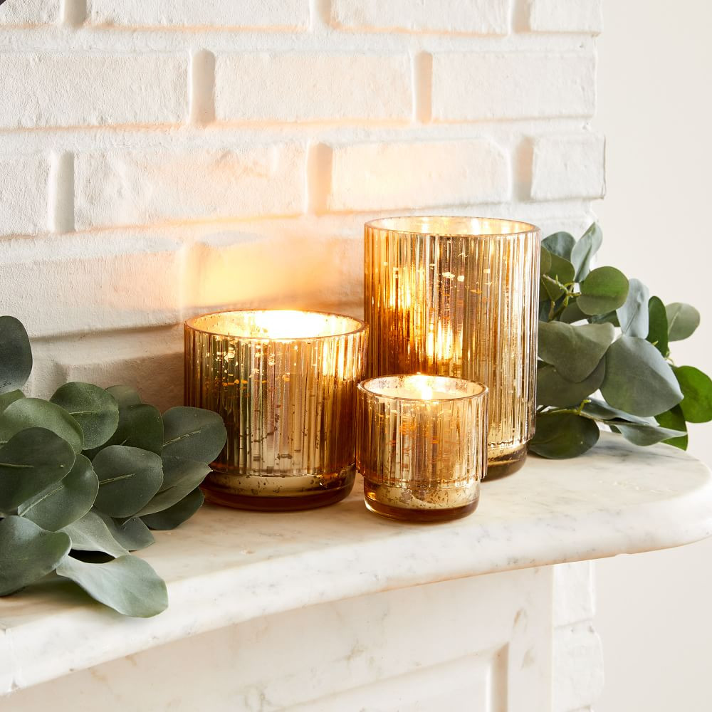 Mercury Glass Fluted Candles - Balsam Cedar | West Elm (US)