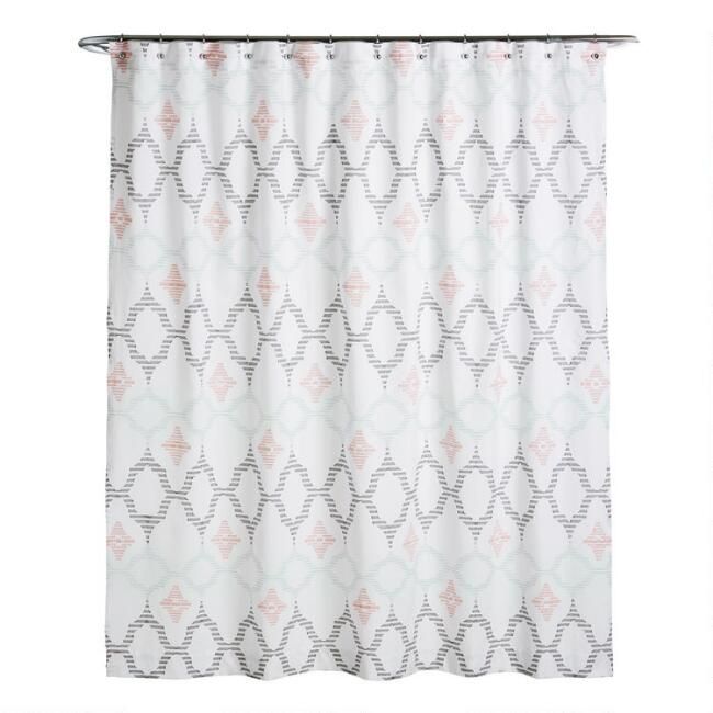 Multicolor Geometric Jacquard Talia Shower Curtain | World Market