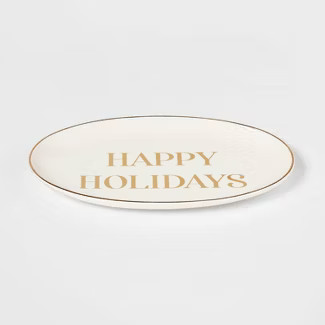 14" x 9" Stoneware 'Happy Holidays' Serving Platter - Threshold™ | Target