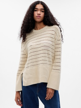 24/7 Split-Hem Crochet Sweater | Gap (US)