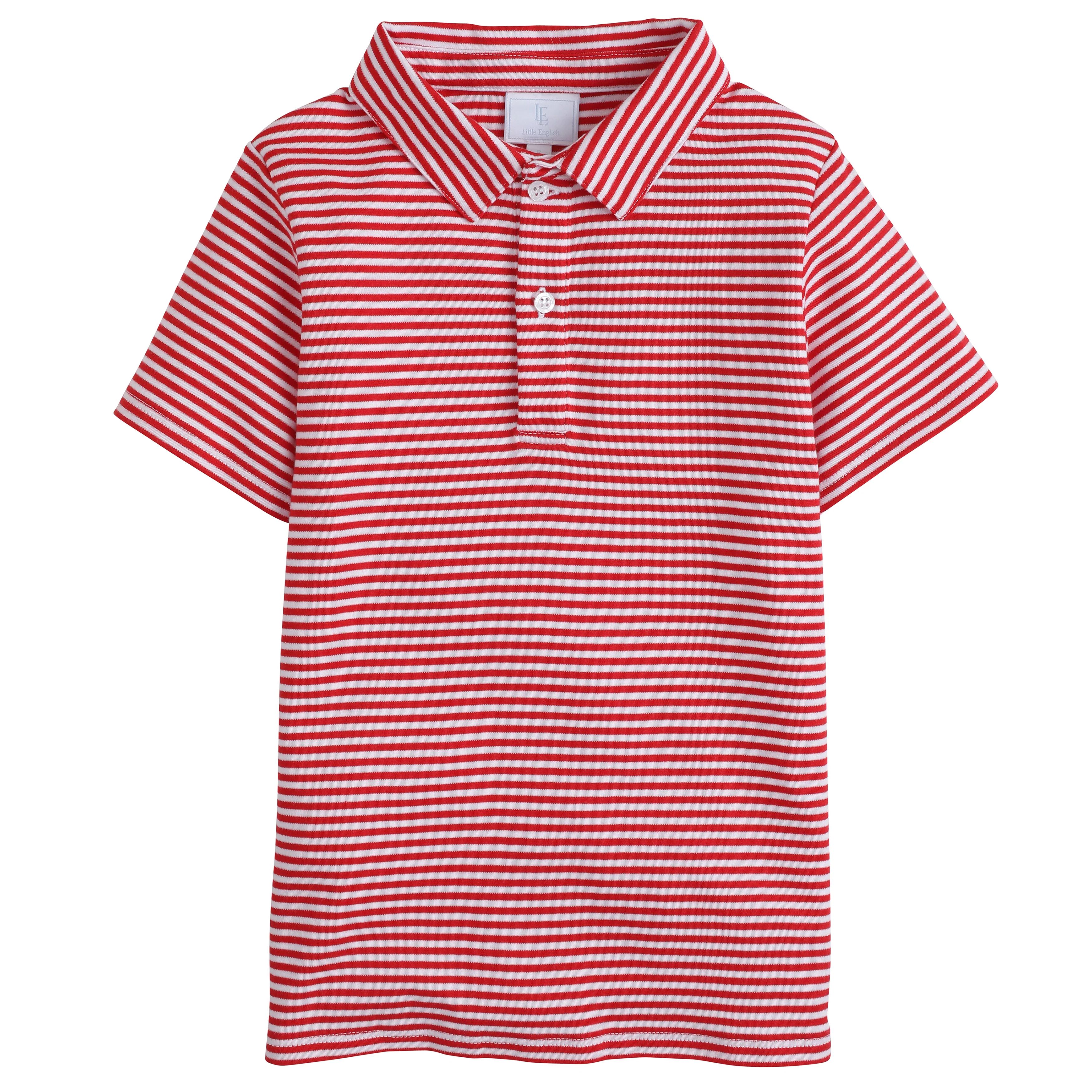 Little Boy's Red Striped Polo - Kids Clothes | Little English