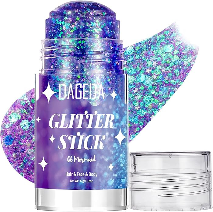 DAGEDA Mermaid Body Glitter Stick,Sparkly Hair Face Glitter Makeup for Women Rave Outfit Accessor... | Amazon (US)