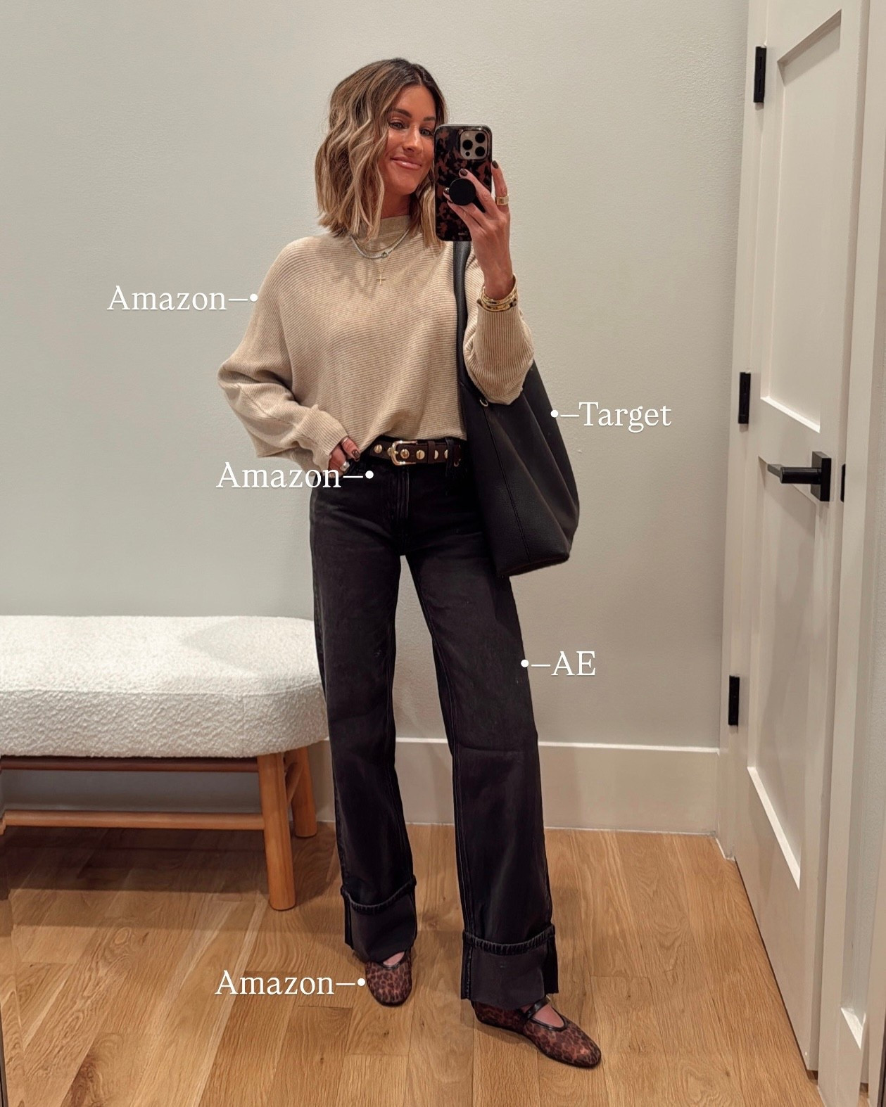 Perfect neutral outfit for fall idea!🤎 Denim runs true to size. 

#LTKWorkwear #LTKFindsUnder50 #LTKStyleTip