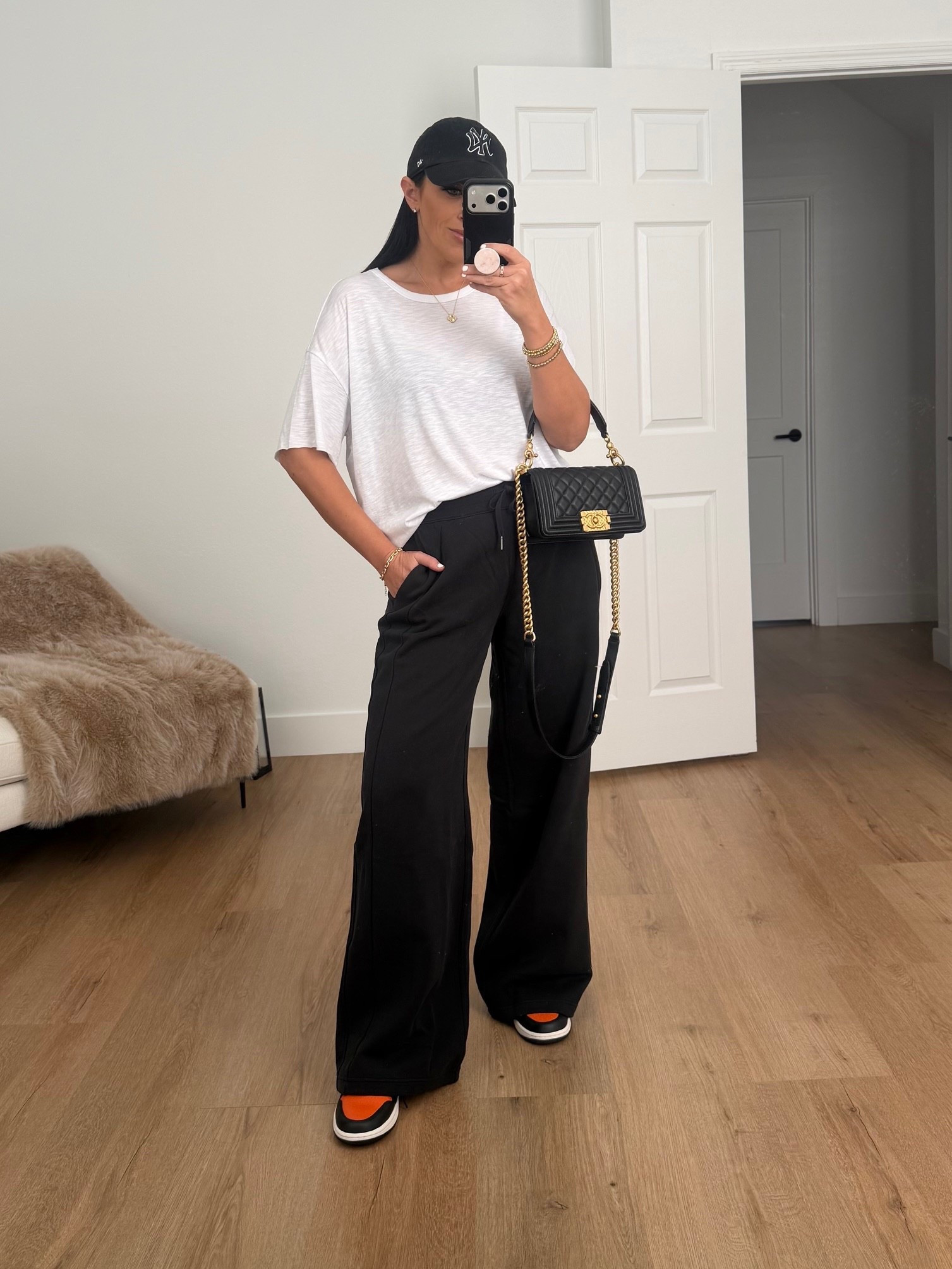 Scuba Mid-Rise Wide-Leg Pant wearing size medium. 
