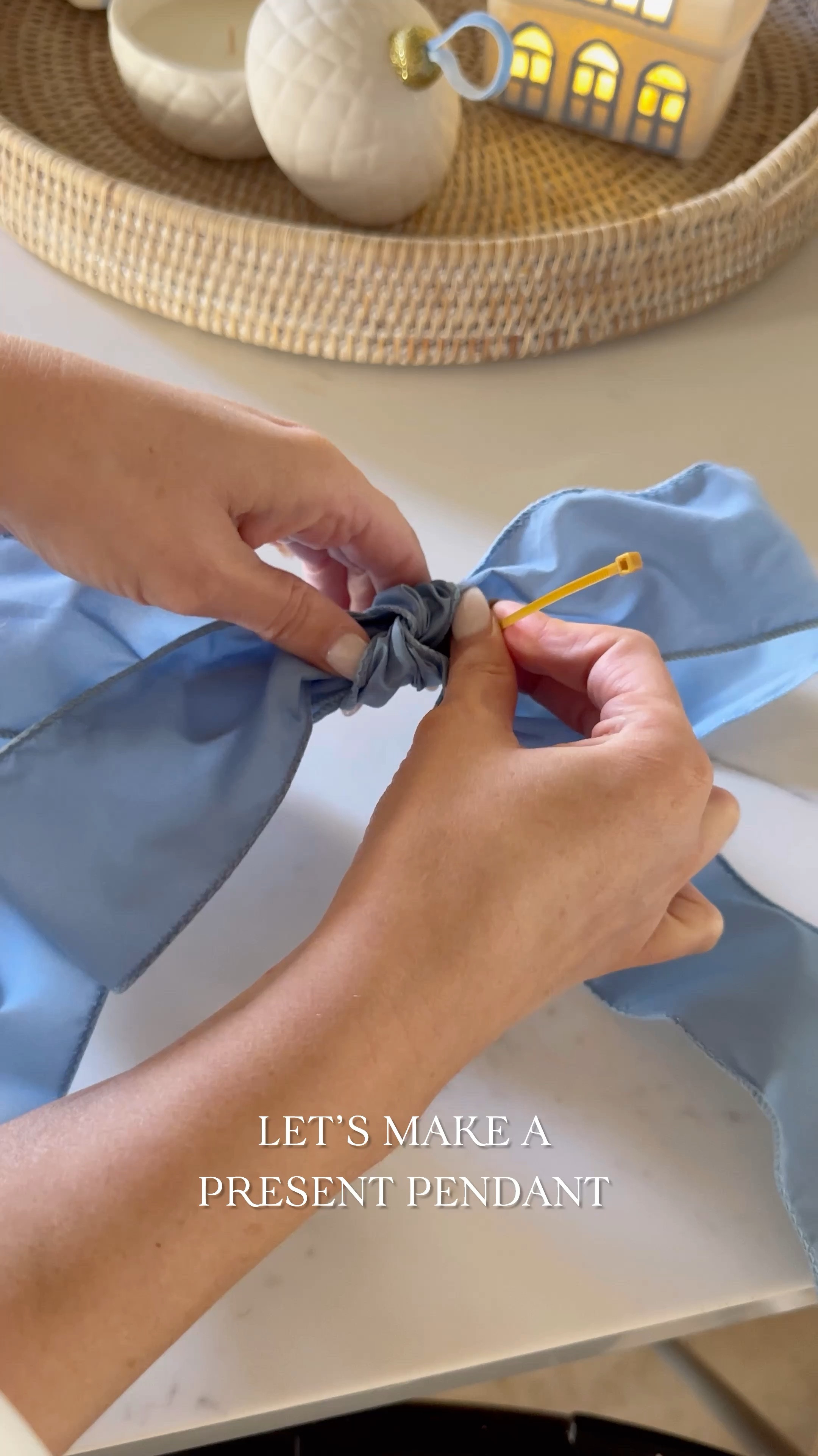 Christmas Kitchen Pendant light present tutorial 🤍💙 

Blue Christmas,
Blue ribbon, coastal Christmas, French blue, coastal decor, Amazon finds, Amazon kitchen, white kitchen 

#LTKHoliday #LTKhome #LTKSeasonal