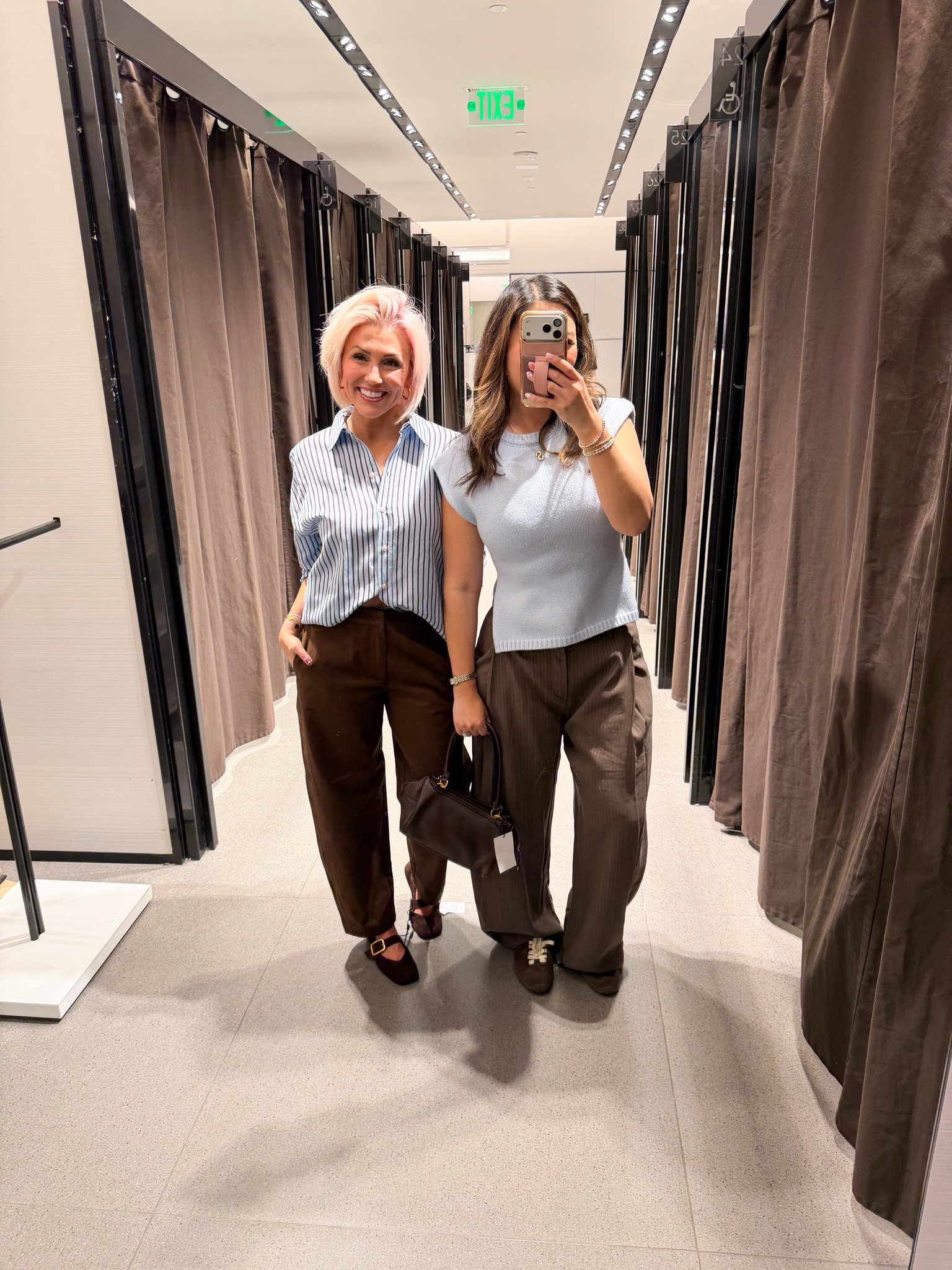 Zara baby blue and brown outfits