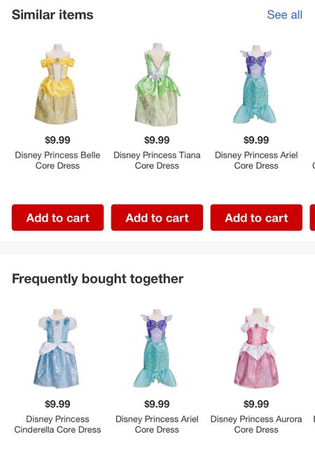 Princess dresses for only $9.99, there’s also Elsa and Moana 

#LTKkids #LTKxTarget