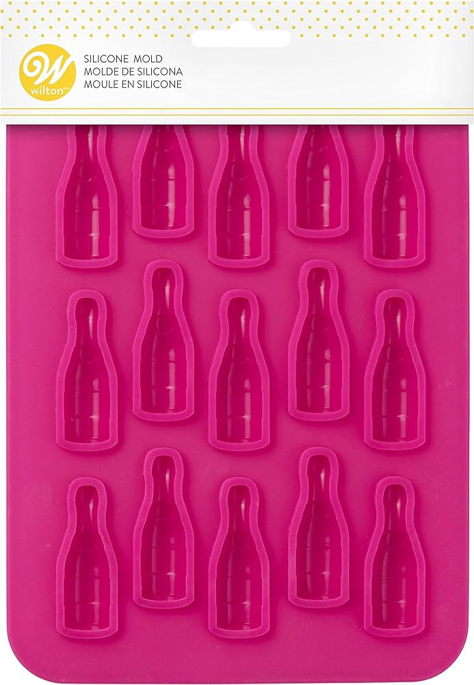 Wilton Wine Bottle Chocolate/Candy Mould, Silicone, Pink, 15 Holes | Amazon (US)