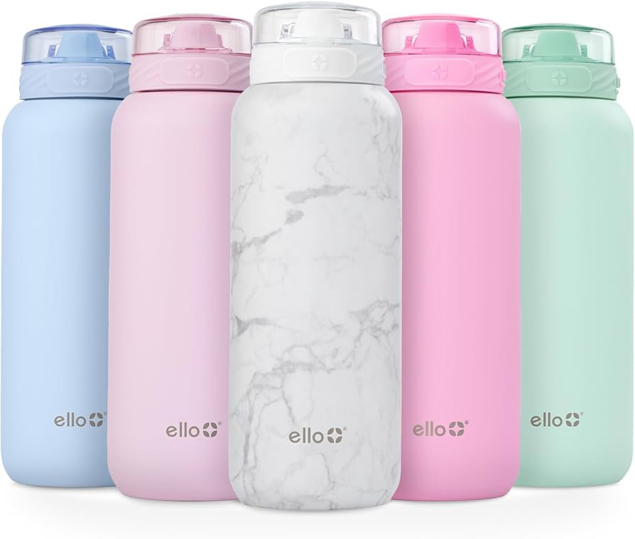 Ello Cooper 40oz Stainless Steel Water Bottle with Straw and Carry Handle, Double Walled and Vacu... | Amazon (US)
