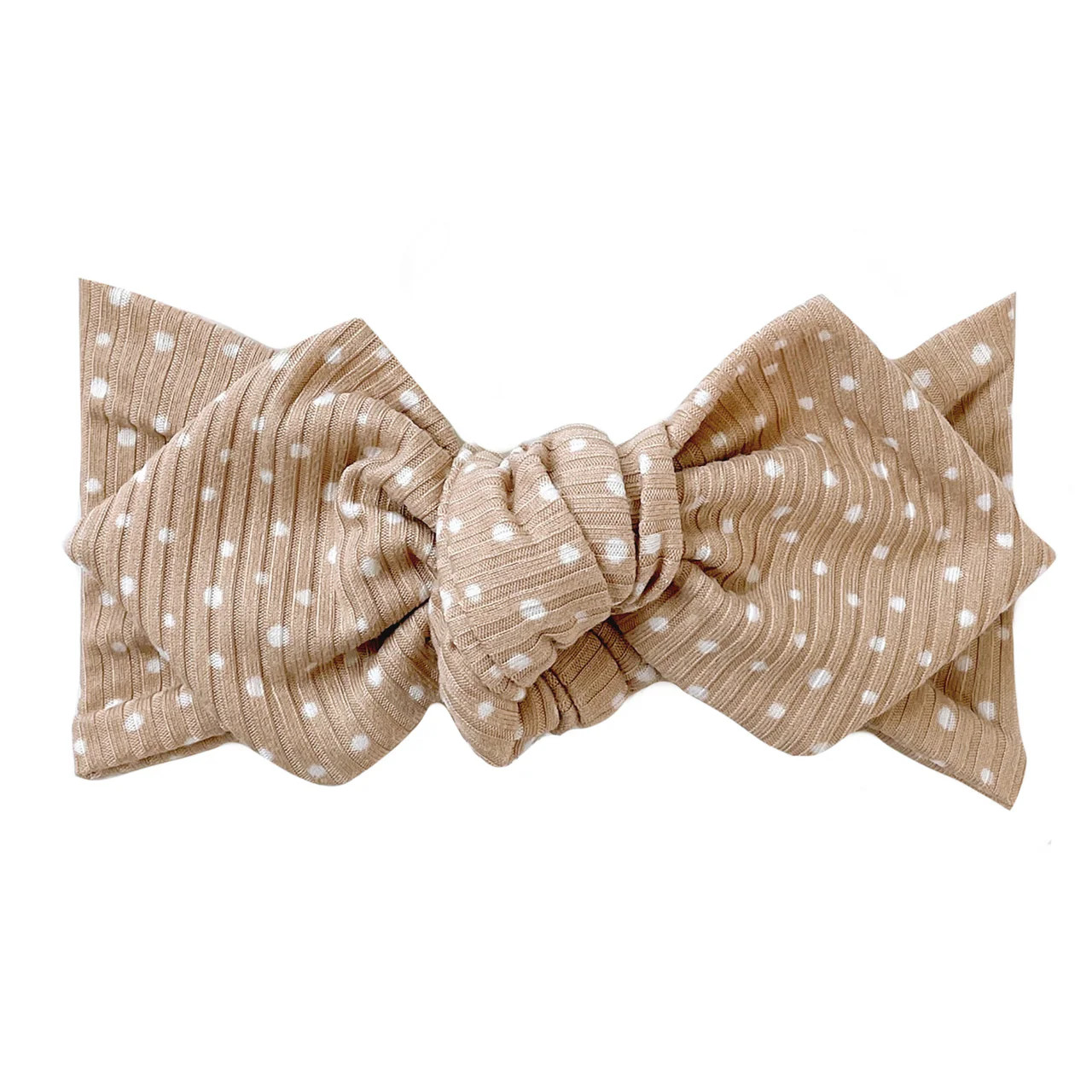 Top Knot Headband, Ribbed Beige Spottie | SpearmintLOVE