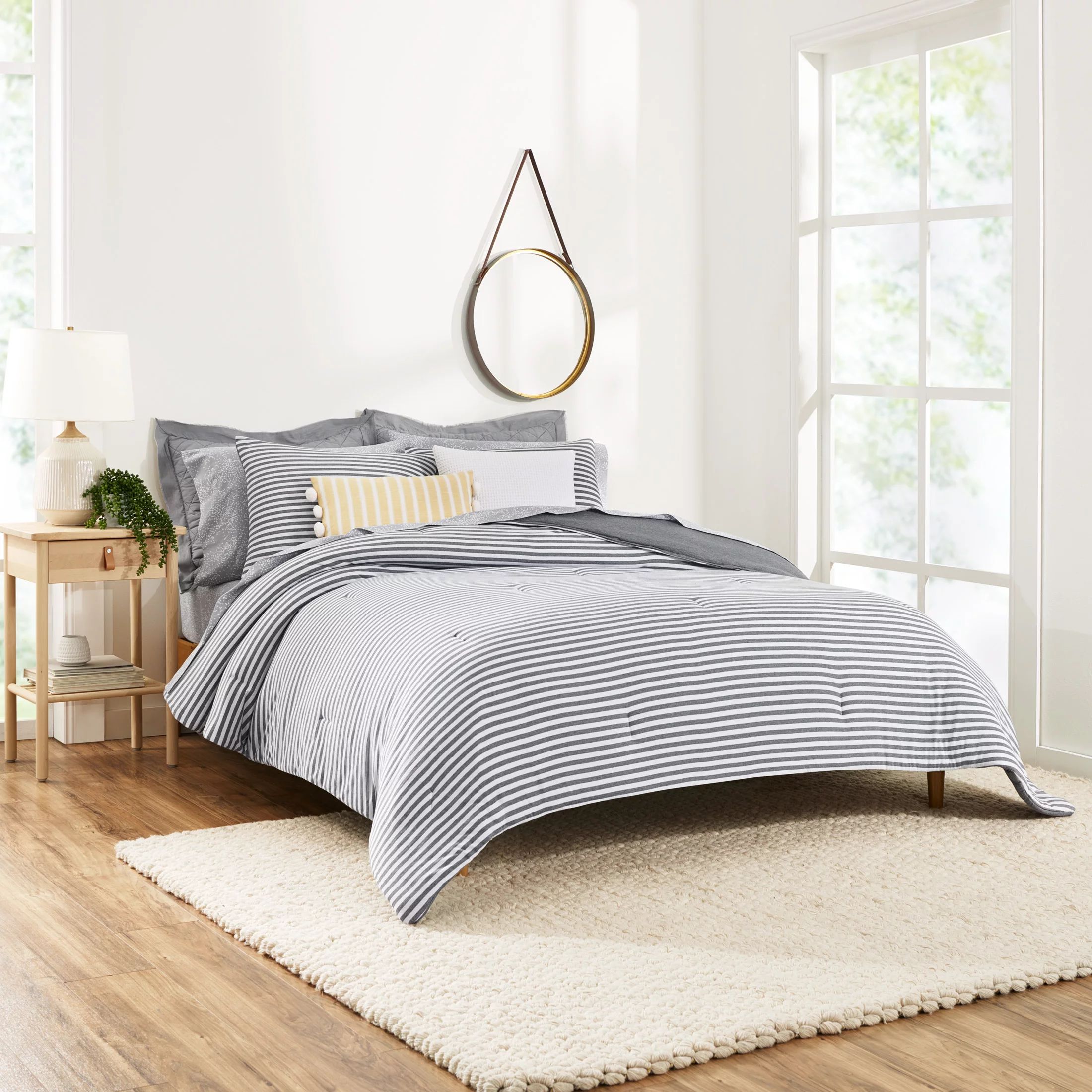 Gap Home T-Shirt Soft Jersey Reversible Organic Cotton Blend Comforter Set, Twin, Grey, 2-Pieces | Walmart (US)