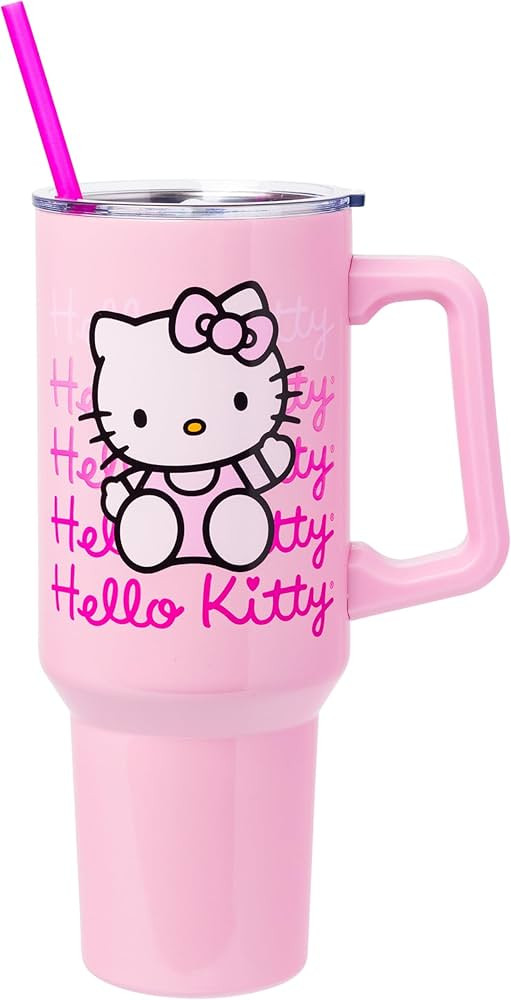 Silver Buffalo Sanrio Hello Kitty Waving Double Walled Stainless Steel Tumbler with Handle and St... | Amazon (US)