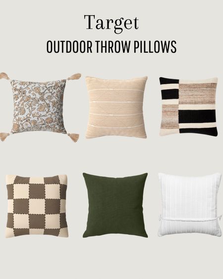 Target outdoor throw pillows! 

#LTKhome #LTKSeasonal #LTKstyletip