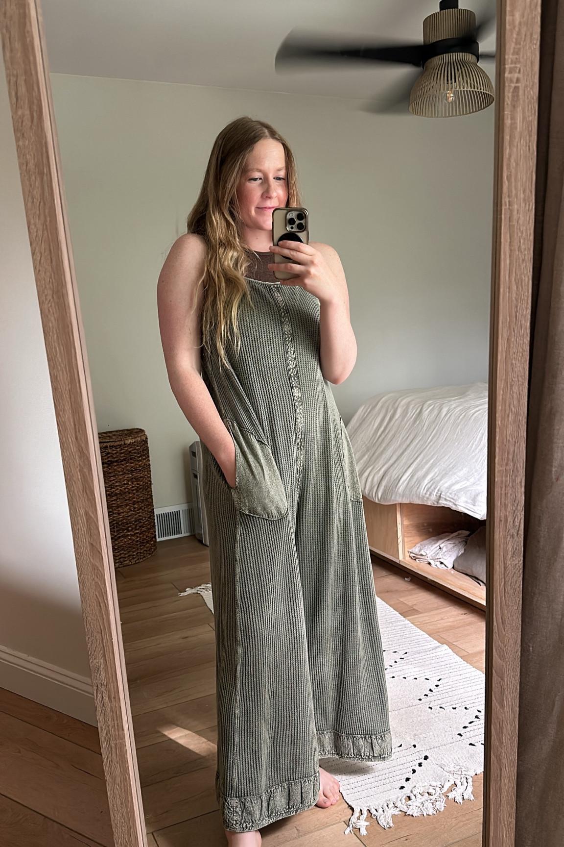 I will be living in this forever. 😍 like wearing Pjs all day! #freepeople #freepeoplejumpsuit #jumpsuit #comfyclothes #maternityclothes

#LTKFindsUnder100 #LTKStyleTip