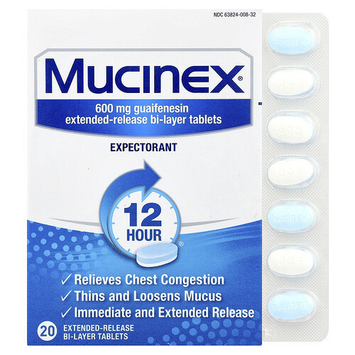 Mucinex, Mucinex, 600 mg, 20 Extended-Release Bi-Layer Tablets | iHerb