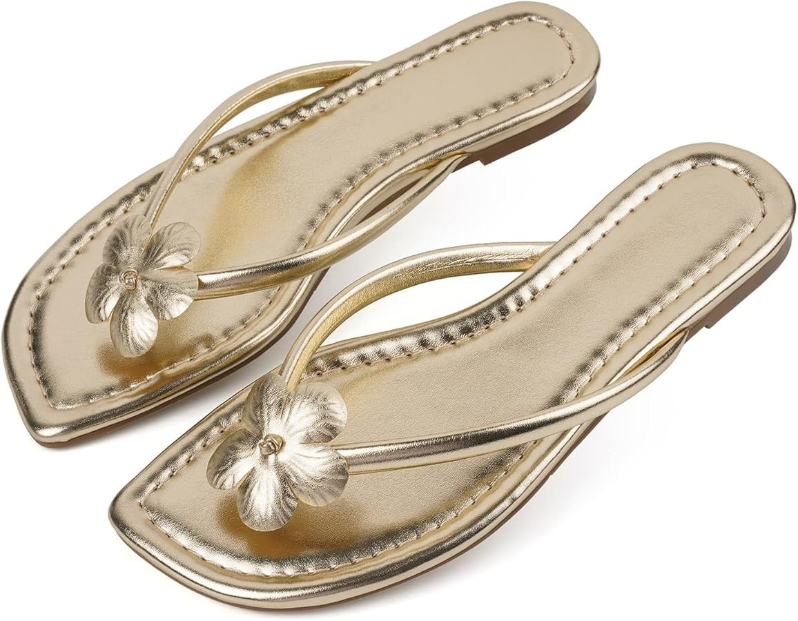 CORNMOOD Womens Flip Flops Thong Sandals Square Toe Slip On Summer Beach Flat Sandals for Women C... | Amazon (US)